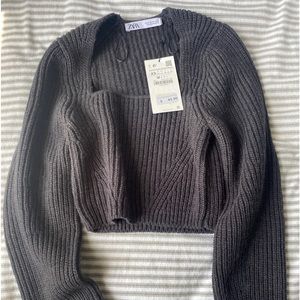 Zara Dark Grey Cropped Sweater